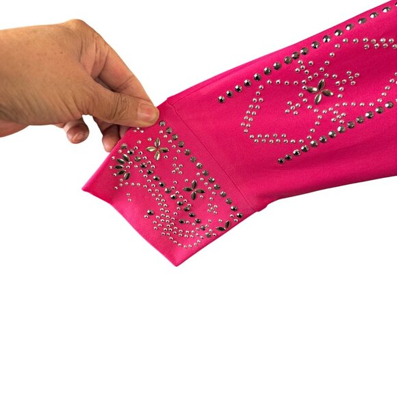 JM Collection Large Long-Sleeve Rhinestone Embellishments Fuchsia - Picture 5 of 13